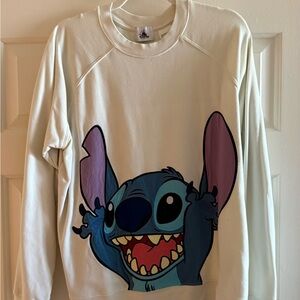 Disney Cream Sweatshirt with Blue & Pink Stitch Graphic